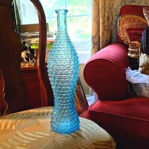 Empoli 15" Tall Diamond Pattern Bottle - Translucent Light Blue